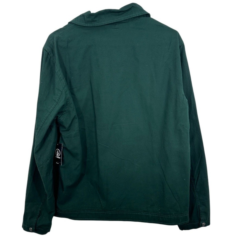Volcom Oak Drive Jacket Green Plaid Lined Full Zip Men Medium Casual Cotton NWT - Picture 2 of 10